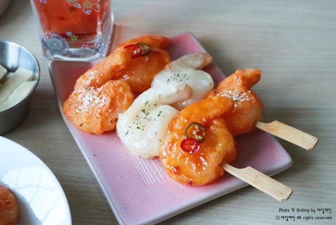칠리,크림, 로제크림새우 '새우꼬치 3종'