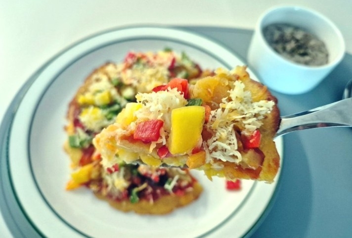 Vegetable Pizza Made with Corn Pancake