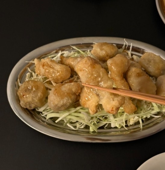 Boneless Fried Monkfish “Cabbage Salad.”